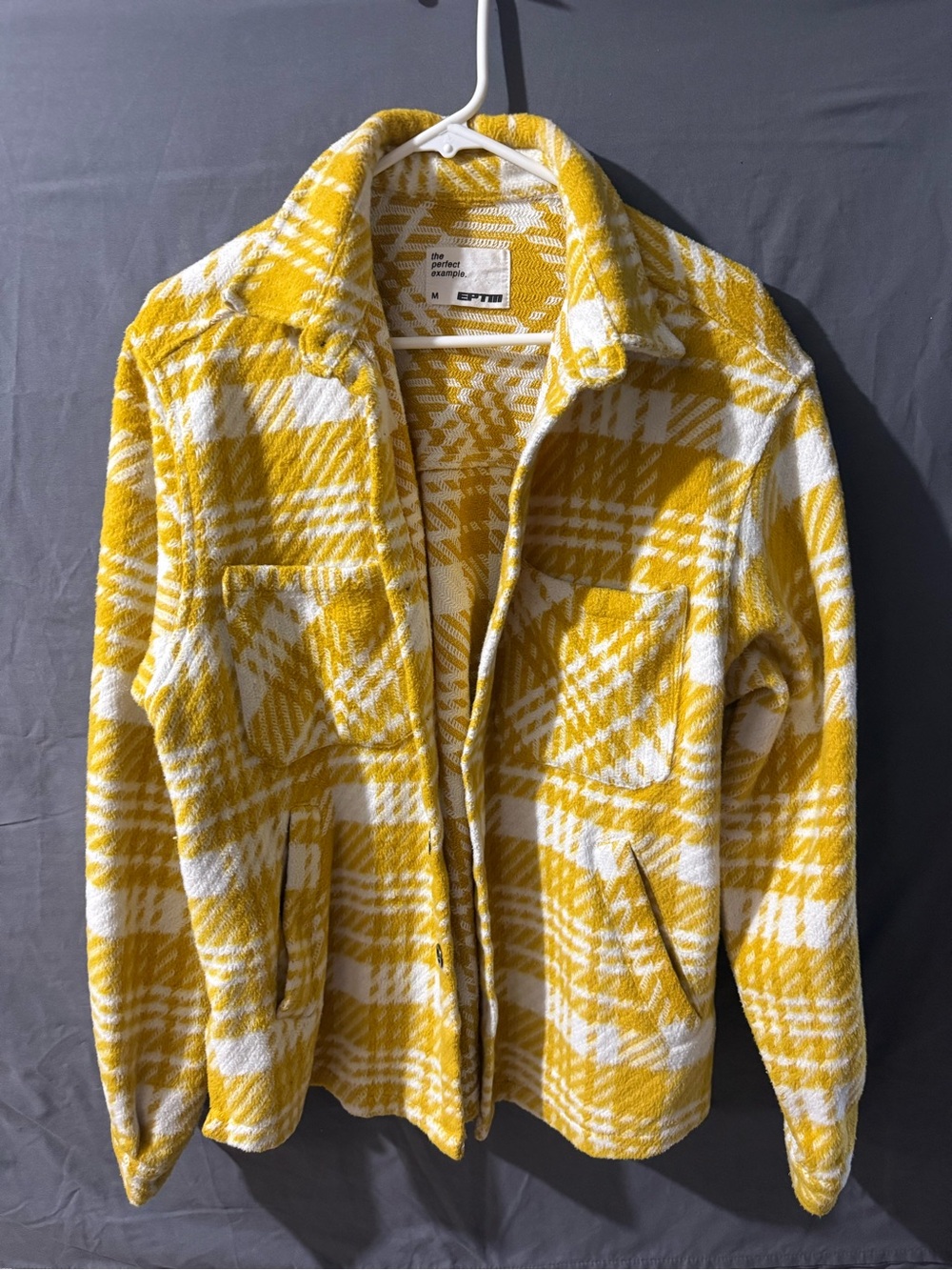 Eptm Yellow & White Plaid Shacket Jacket